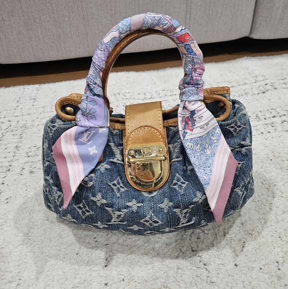Louis Vuitton Handbags - SOLD!! Louis Vuitton Monogram Denim Pleaty Bag W/ LV Twilly